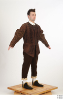  Photos Man in Historical Dress 16 14th century a poses brown jacket medieval clothing whole body 0008.jpg